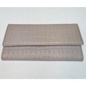 Brandio NWOT Vera Pelle Gray Foldover Leather 3D Wallet Multi pockets Snap n Zip